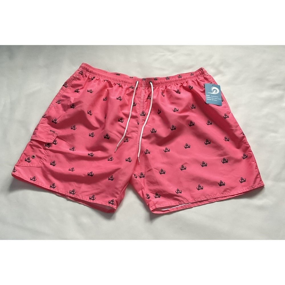 Scotamalone Men's Anchort Swim Trunks  Pink Black  Men's Lined Size XXXL